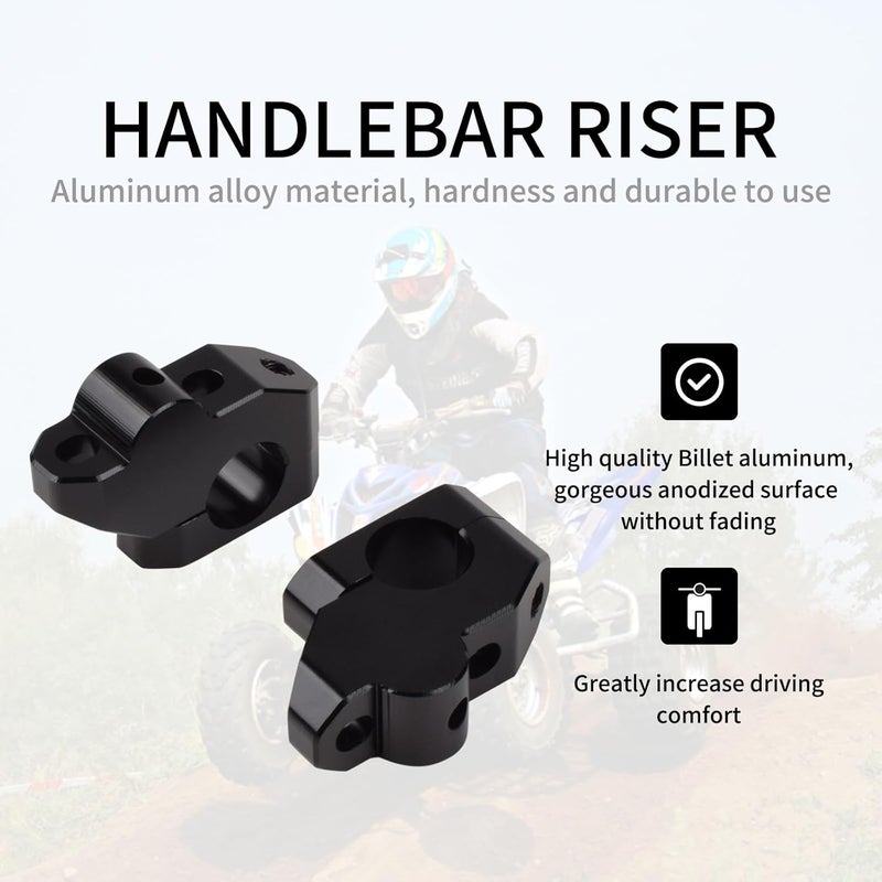 Feiteplus 7/8" Universal Handlebar Bar Risers Motorcycle Bar Clamps For Motorbike Pit Dirt Bikes Black Riser Extend, Height 26 mm(1.02"), 20mm (0.79") Backward or Forward, Black - Image 3